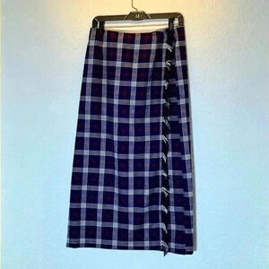 TY Original Wear Red White & Blue Flannel Long Wrap Skirt Size 12
